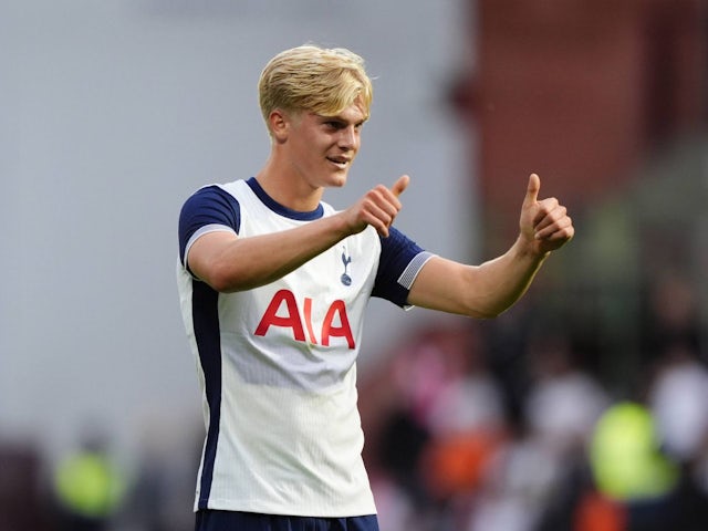 Tottenham Hotspur's Lucas Bergvall after the pre-season match against Hearts on July 17, 2024