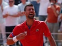 Serbia's Novak Djokovic celebrates winning gold at the Paris Olympics on August 4, 2024