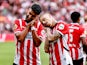 PSV player Ismail Saibari and PSV player Noa Lang celebrating on August 4, 2024