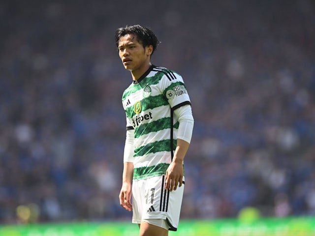 Celtic's Reo Hatate in action on May 25, 2024