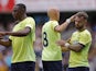 Southampton's Adam Armstrong celebrates scoring their first goal with teammates on August 3, 2024