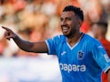 Mahmoud Trezeguet celebrates after scoring goal during Europa League second round qualifying game between teams of MFK Ruzomberok and Trabzonspor  on July 25, 2024