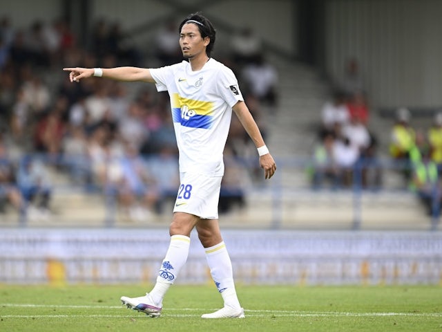 Machida Koki defender of Royale Union Saint-Gilloise issues instructions during the Jupiler Pro League match on July 30, 2024