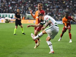 Adil Demirbag of Konyaspor in Turkish Super Lig action against Galatasaray on May 26, 2024