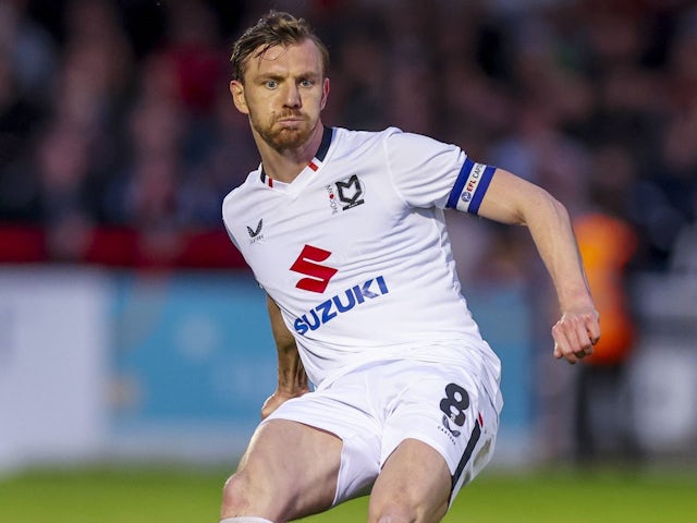 Alex Gilbey during the Sky Bet League Two play-off semi-final, first leg match at Broadfield Stadium, Crawley, on May 7, 2024. [on August 11, 2024]