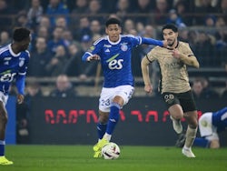 Angelo Gabriel in action for Strasbourg in February 2024.