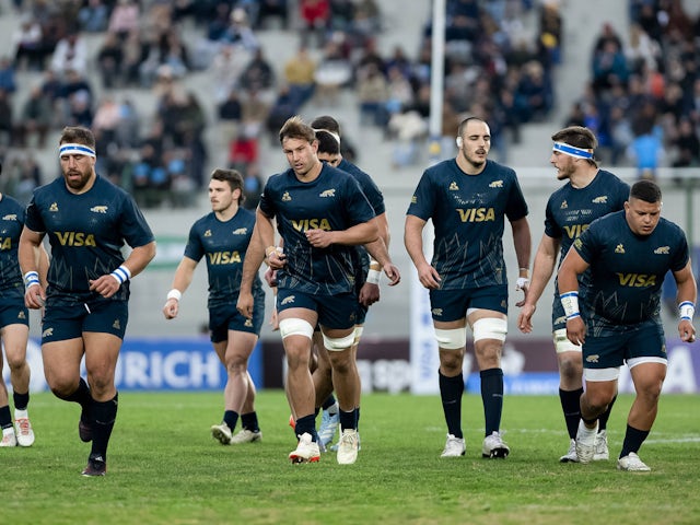 Players of Argentina walk during the test match between Uruguay and Argentina  on August 8, 2024