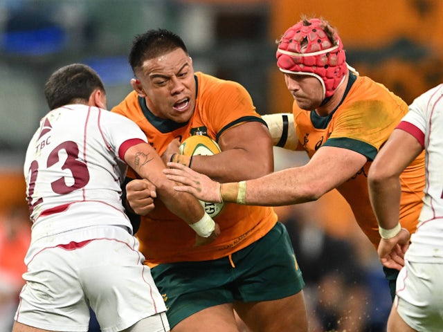 Allan Alaalatoa of the Wallabies during the International Rugby Union match between the Australian Wallabies and the Georgia on August 6, 2024