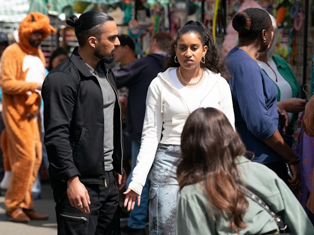 Ravi and Avani on EastEnders on July 23, 2024