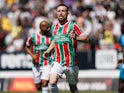 Kikas celebrates after scoring goal during Liga Portugal game between CF Estrela Amadora and Gil Vicente on August 8, 2024