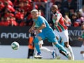 Maxime Dominguez of Gil Vicente in action against Estrela Amadora on May 18, 2024