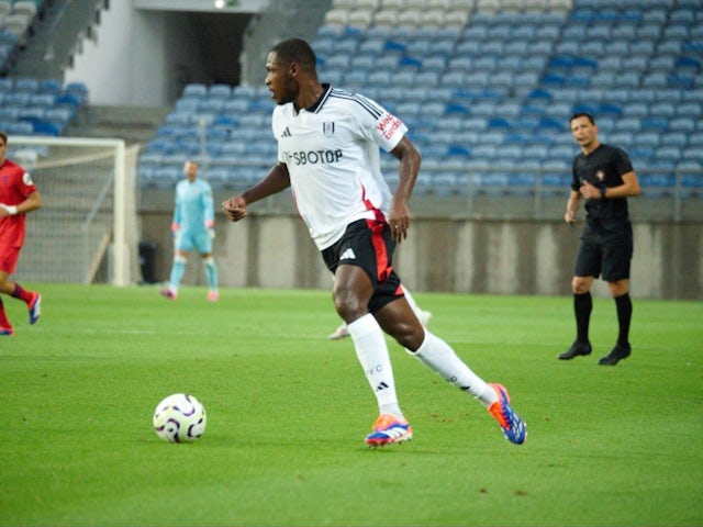 Issa Diop of Fulham FC in action during the Friendly football match between Fulham Football Club and Sevilla Futbol Club at Algarve Stadium on August 5, 2024 [on August 8, 2024]