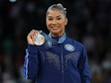 The USA's Jordan Chiles poses with her bronze medal at the Paris 2024 Olympics on August 5, 2024