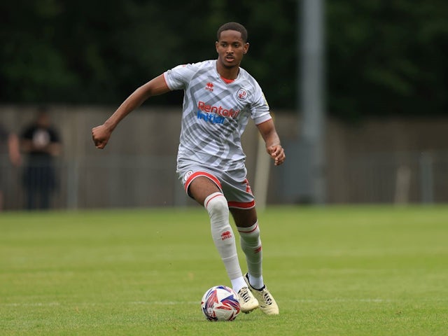 Crawley Town's Joy Mukena during the Pre-Season Friendly match between East Grinstead and Crawley Town at VISTAVIS COMMUNITY STADIUM, East Grinstead, United Kingdom on 20 July 2024 [on August 8, 2024]