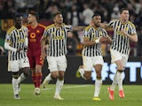 Gleison Bremer of Juventus FC is celebrating after scoring a goal with his teammates during the Serie A TIM match between AS Roma and Juventus on August 4, 2024