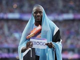  Letsile Tebogo (BOT) celebrates after winning the men's 200m final during the Paris 2024 Olympic Summer Games on August 8, 2024