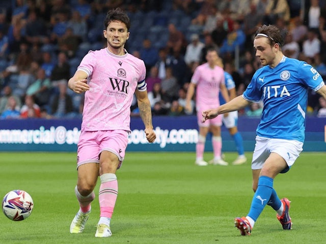 Blackburn Rovers defender Lewis Travis (27) during the Pre-Season Friendly match between Stockport County and Blackburn Rovers at Edgeley Park, Stockport, United Kingdom on August 2, 2024 [on August 11, 2024]