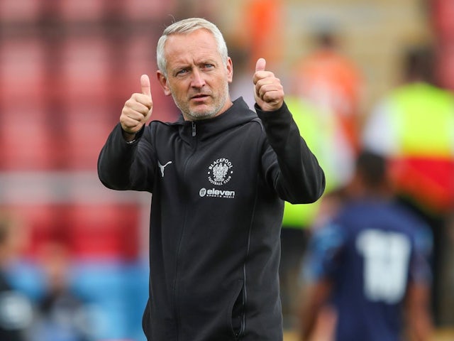 Neil Critchley manager of Blackpool applauds the travelling fans after the Pre-season friendly match Crewe Alexandra vs Blackpool at Alexandra Stadium, Crewe, United Kingdom, on August, 3 2024 [on August 8, 2024]