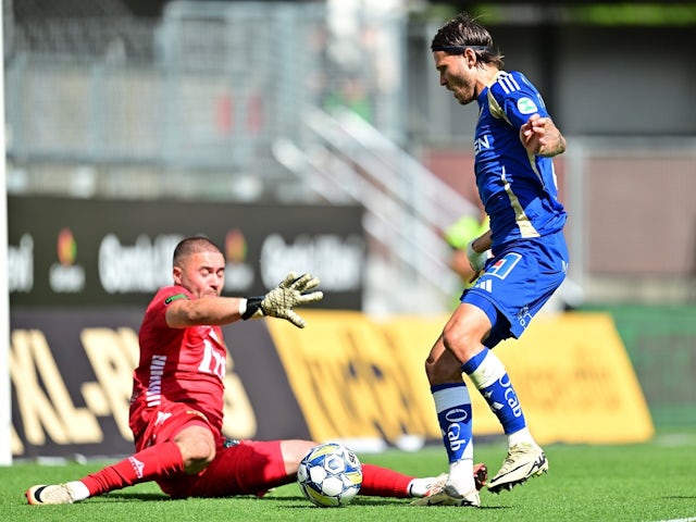 Isak Andri Sigurgeirsson of Norrkoping in action on August 3, 2024