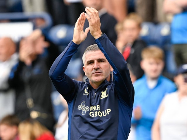 Preston North End manager Ryan Lowe applauds the fans on August 3, 2024