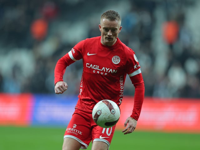 Sam Andreas Larsson of Antalyaspor in Turkish Super League action against Besiktas on March 16, 2024