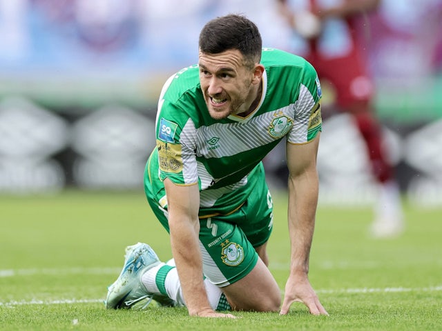 Shamrock Rovers' Aaron Greene reacts on August 11, 2024