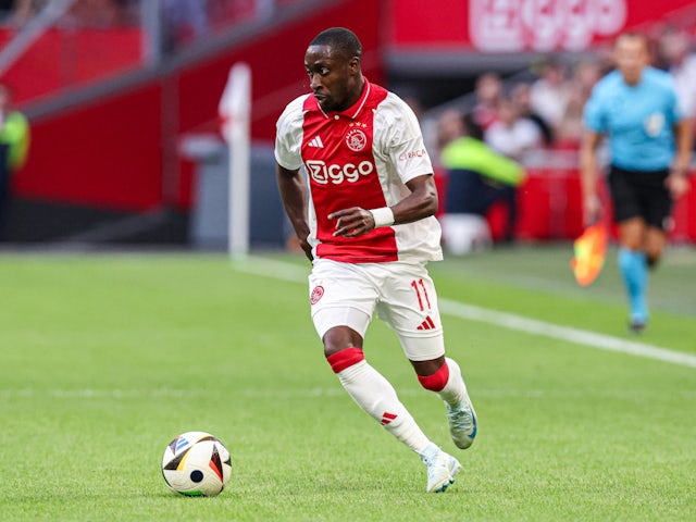 Ajax winger Carlos Forbs in action on August 15, 2024.