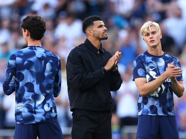 New Tottenham Hotspur signing Dominic Solanke is presented to the crowd