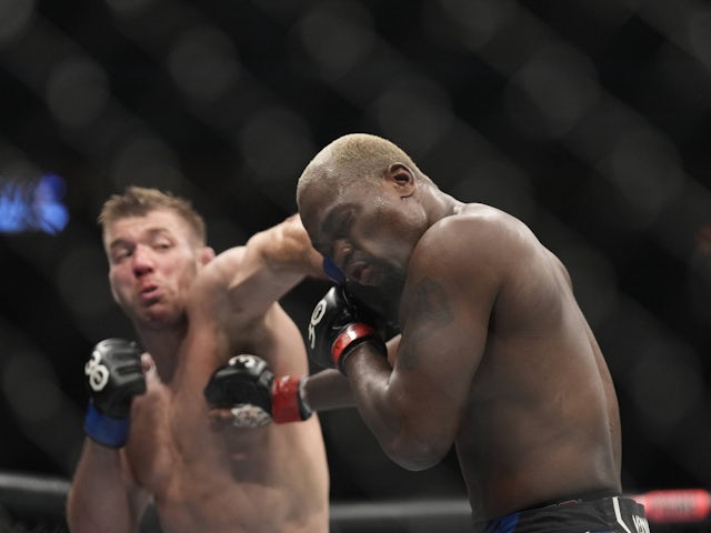 Dricus Du Plessis punches Derek Brunson in their Lightweight fight on August 8, 2024