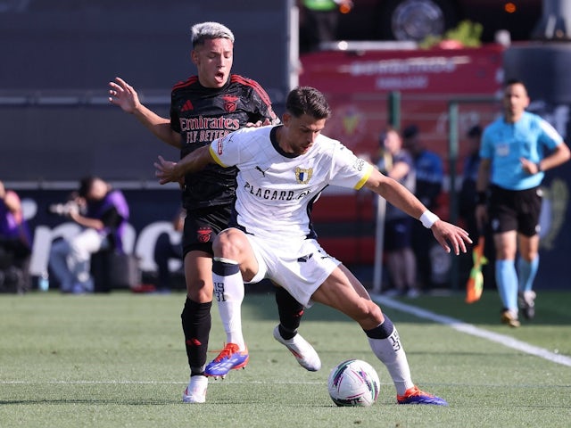 Enea Mihaj of Famalicao in action against Benfica on August 10, 2024