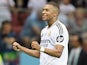 Real Madrid's Kylian Mbappe celebrates scoring against Atalanta BC on August 14, 2024