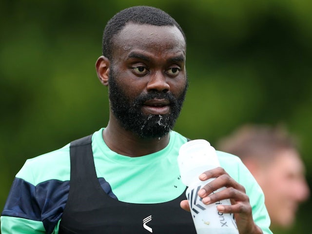 Manny Onariase of Hartlepool United is training during the Hartlepool United Pre Season Training at Maiden Castle, in Durham City, on July 1, 2024. [on August 18, 2024]