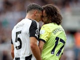 Newcastle United's Fabian Schar clashes with Southampton's Ben Brereton Diaz on August 17, 2024