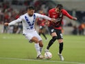 Pablo.of Atlhetico in a bid with.Francisco Baez.of Sportivo Ameliano (PAR) during the Copa Sulamericana 2024 match, on August 8, 2024