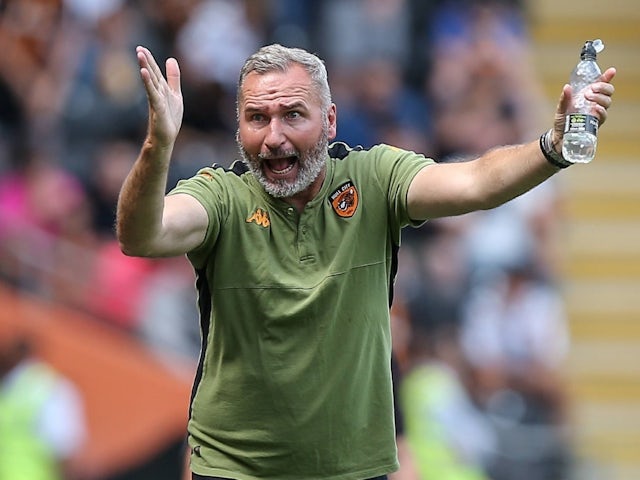 Hull City head coach Tim Walter shows his emotions during the Sky Bet Championship match against Bristol City on August 10, 2024