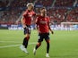 Osasuna's Aimar Oroz celebrates scoring on August 17, 2024