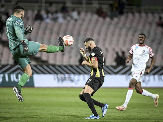 Karim Benzema and goalkeeper Andre Moreira  on August 20, 2024