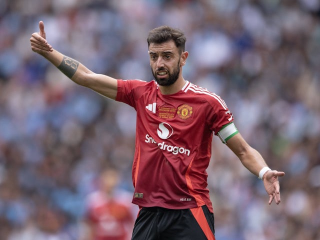 Man United attacker Bruno Fernandes on August 10, 2024