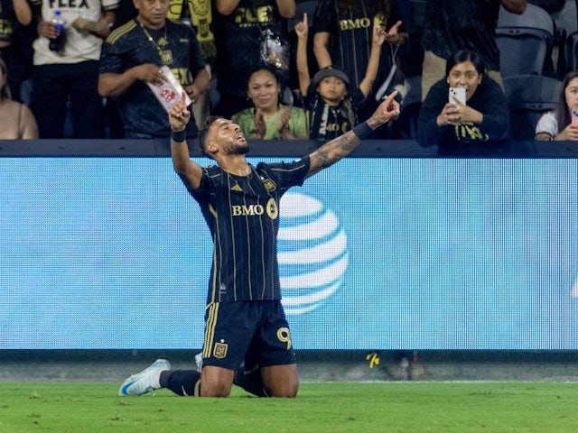  Denis Bouanga celebrate a goal for Los Angeles FC on August 20, 2024