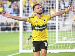 Diego Rossi celebrates a goal for the Columbus Crew on August 20, 2024