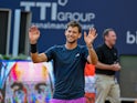 Dominic Thiem waves to the crowd on July 24, 2024