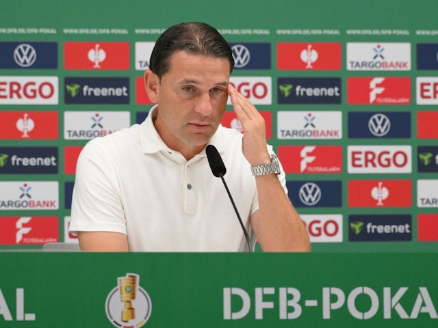 Gerardo Seoane, coach of Borussia Moenchengladbach, in a press conference for his side's match against FC Erzgebirge Aue  on August 17, 2024 [on August 21, 2024]