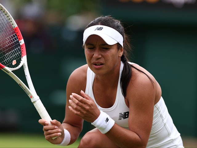 Heather Watson in action at Wimbledon in July 2024