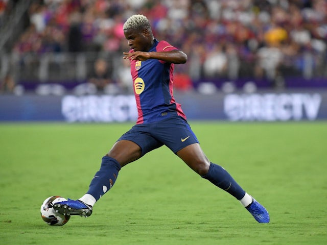 Barcelona's Mikayil Faye in action on August 6, 2024