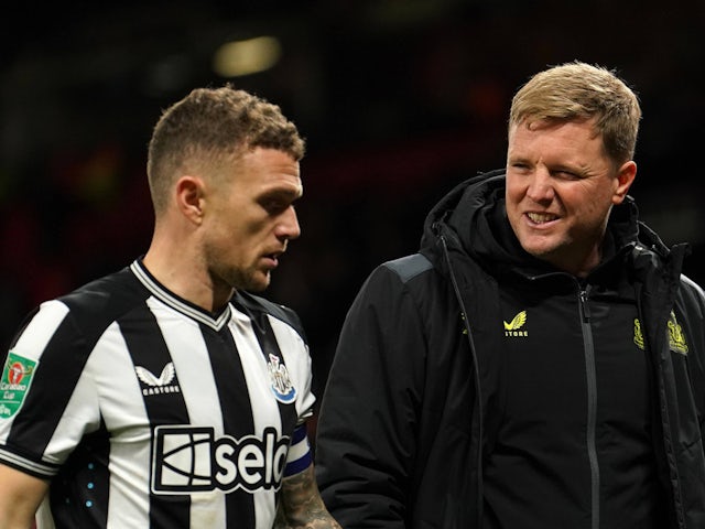 Newcastle Uniteds Kieran Trippier (left) and manager Eddie Howe on August 20, 2024