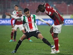 Pablo Palacio of Palestino in action against Independiente Medellin on August 14, 2024