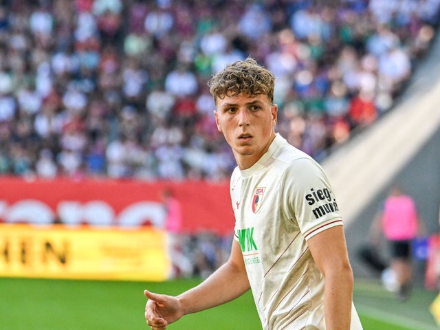 Augsburg's Arne Engels in action on August 24, 2024