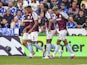 Jhon Duran of Aston Villa celebrates with teammates against Leicester City on August 31, 2024