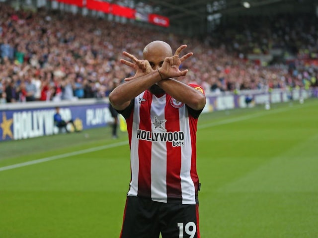 Bryan Mbeumo of Brentford goal celebration during the Premier League match between Brentford and Southampton on August 31, 2024