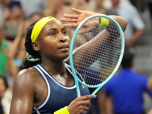 Coco Gauff reacts at the US Open on August 29, 2024